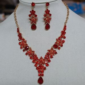 Red Crystal Y-shaped Pendant Necklace